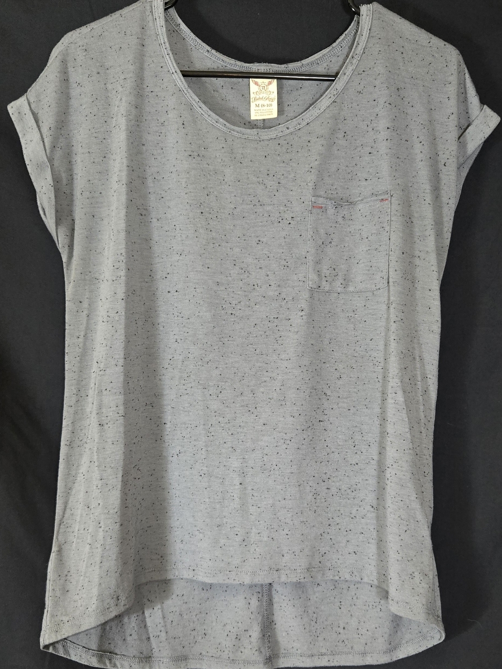 Women’s Light Gray Speckled Pocket Tee - Relaxed Short Sleeve #660
